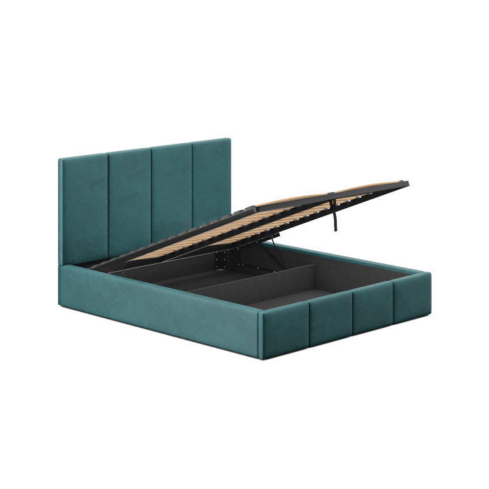 Doppelbett Türkis Stoffbezug modern